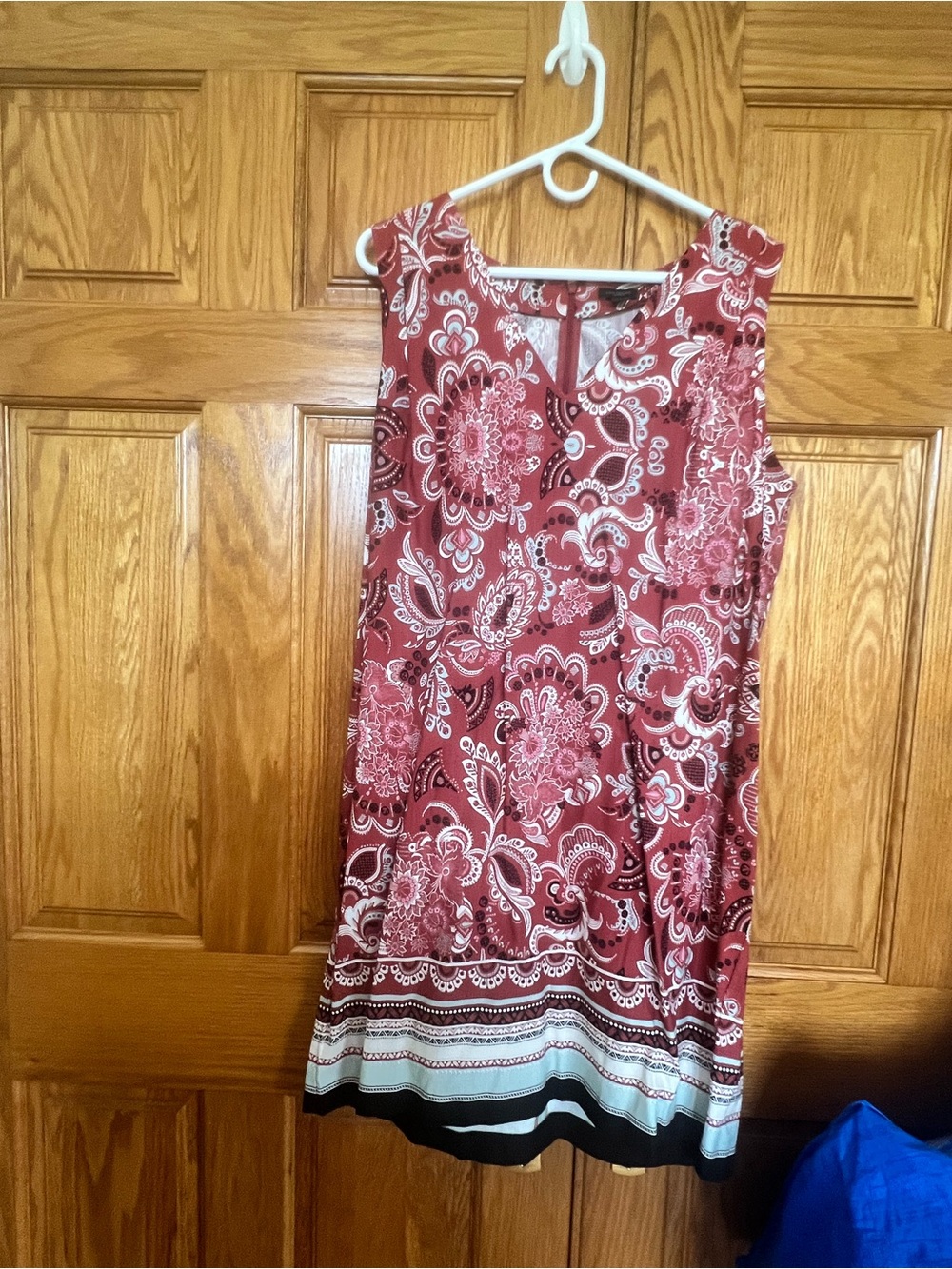Ann Taylor Factory - Shift & Sleeveless Dress - Floral Border Hem Dress - Red
